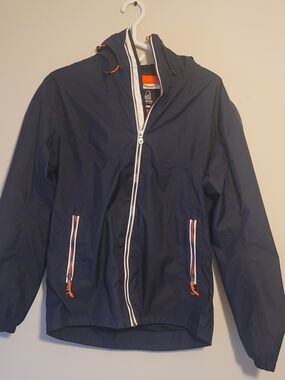 Tribord Navy Hooded Windbreaker with Contrast Trim